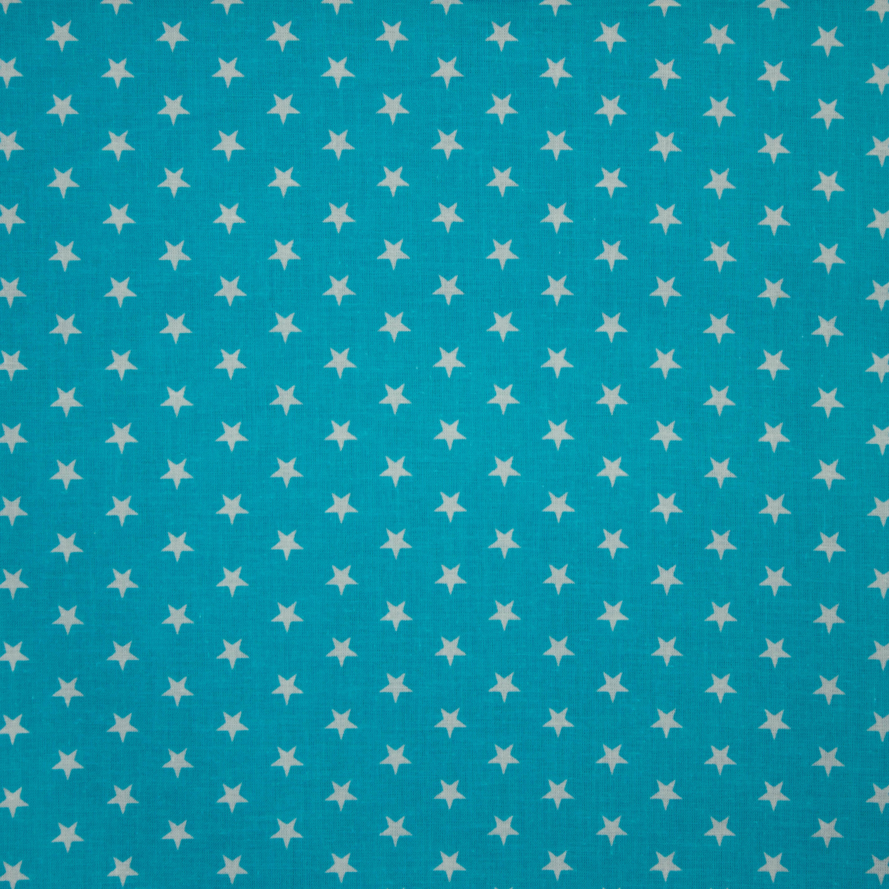 Katoen licht blauw met kleine witte sterren